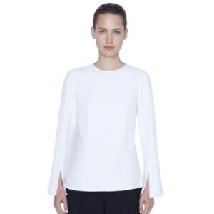 Akris Punto Crew Neck Long Bell Slit Sleeve Top Womens Size 8 Capsule Minimalist